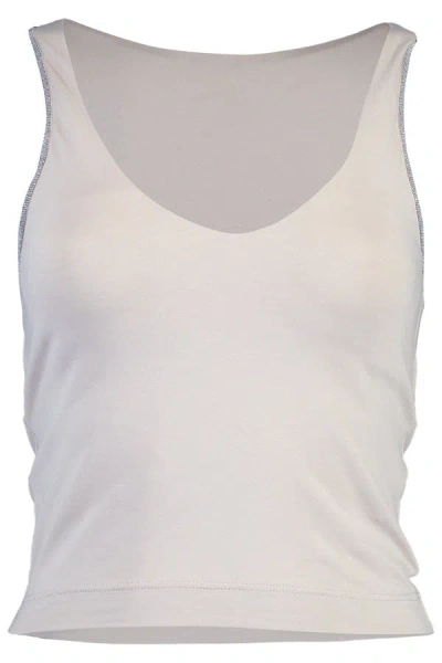 Brunello Cucinelli Stretch Cotton Blend Tank Top In White