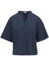 Brunello Cucinelli Stretch-cotton Blouse In Blau