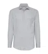 Brunello Cucinelli Stretch-cotton Chevron Slim-fit Shirt In White