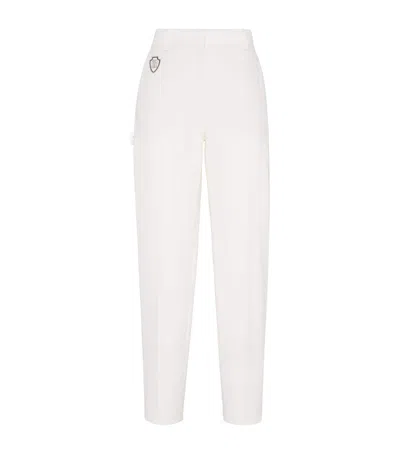Brunello Cucinelli Stretch-cotton Cover Cigarette Trousers In White