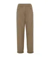Brunello Cucinelli Stretch Cotton Cover Elasticated-waist Trousers In Brown