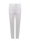 Brunello Cucinelli Stretch Cotton Drill Trousers With Jewel On The Back Loop In Cream