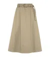 Brunello Cucinelli Stretch Cotton Long Skirt With Maxi Hem In Brown