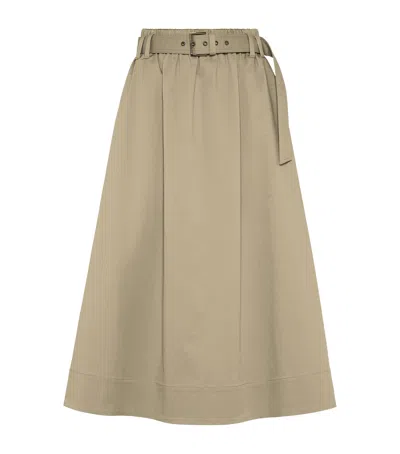 BRUNELLO CUCINELLI STRETCH-COTTON GABARDINE MIDI SKIRT