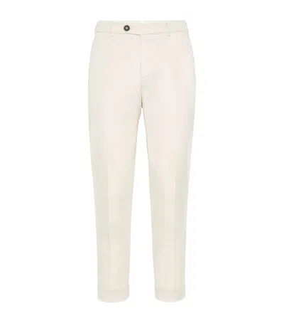 BRUNELLO CUCINELLI STRETCH-COTTON GARMENT-DYED TROUSERS