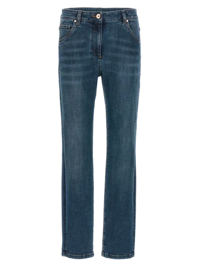 Brunello Cucinelli Stretch Cotton Jeans In Blue