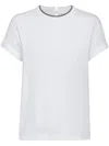 Brunello Cucinelli Stretch Cotton Jersey T-shirt With Precious Faux Layering In White