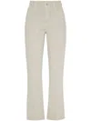 Brunello Cucinelli Stretch-cotton Kick-flare Trousers In 中性色