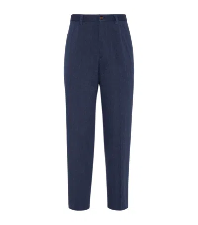 Brunello Cucinelli Stretch-cotton Leisure Trousers In Blue