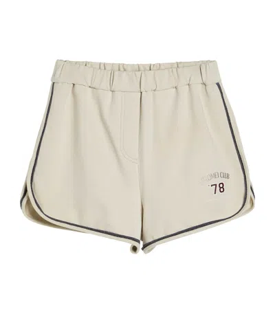 Brunello Cucinelli Kids' Stretch-cotton Logo Shorts In White