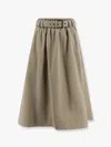 Brunello Cucinelli Stretch Cotton Long Skirt With Maxi Hem
