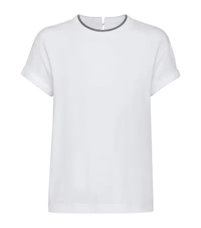 BRUNELLO CUCINELLI STRETCH-COTTON MONILI-DETAIL T-SHIRT