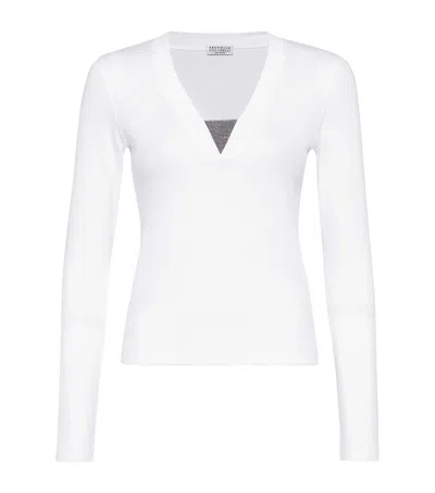 BRUNELLO CUCINELLI STRETCH-COTTON MONILI-DETAIL T-SHIRT