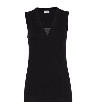 BRUNELLO CUCINELLI STRETCH-COTTON MONILI TANK TOP