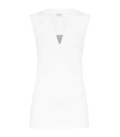 BRUNELLO CUCINELLI STRETCH-COTTON MONILI TANK TOP