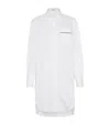 Brunello Cucinelli Stretch-cotton Poplin Monili-trim Longline Shirt In White