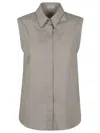 Brunello Cucinelli Stretch Cotton Poplin Shirt In Grey