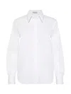 Brunello Cucinelli Stretch Cotton Poplin Shirt White In White