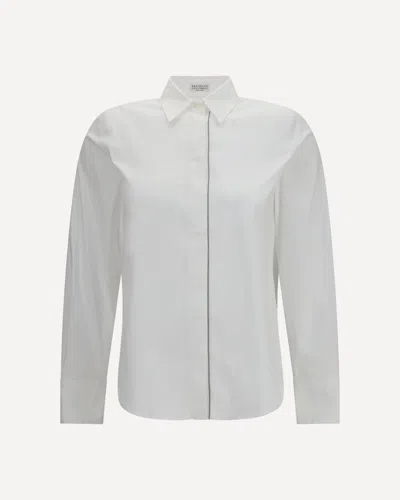 Brunello Cucinelli Stretch Cotton Poplin Shirt In White