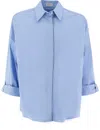 Brunello Cucinelli Poplin Shirt In Blue
