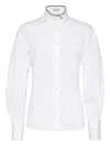 Brunello Cucinelli Stretch Cotton Poplin Shirt With Shiny Collar Detail