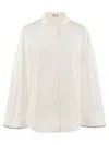 BRUNELLO CUCINELLI STRETCH COTTON POPLIN SHIRT WITH SHINY CUFF DETAILS