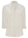 Brunello Cucinelli Women's Stretch Cotton Poplin Shirt With Shiny Trim