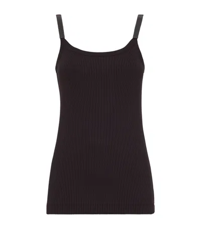 Brunello Cucinelli Stretch-cotton Precious Strap Tank Top In Black