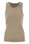 Brunello Cucinelli Ribbed Crew Neck Fitted Sleeveless Top