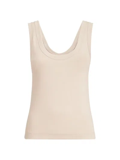 Brunello Cucinelli Stretch Cotton Ribbed Jersey Top With Monili In Neutral