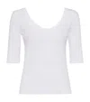 Brunello Cucinelli White U-neck T-shirt With Back Monil Detail In Cotton Woman In White