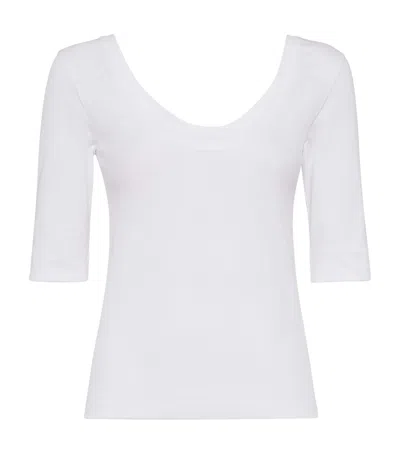 Brunello Cucinelli Stretch-cotton Ribbed T-shirt In White