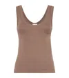 Brunello Cucinelli Stretch-cotton Ribbed Tank Top In Brown