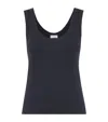 Brunello Cucinelli Stretch-cotton Scoop-neck Tank Top In Blue