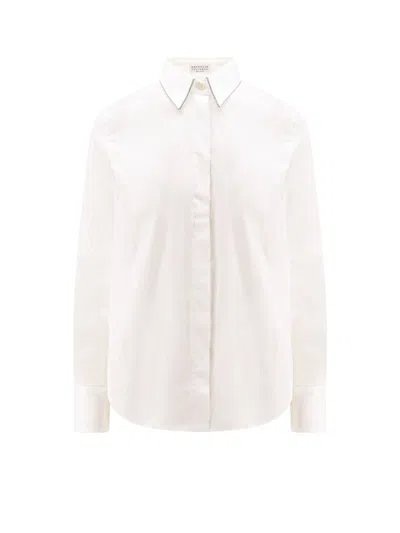 Brunello Cucinelli Stretch Cotton Shirt In White