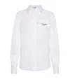 Brunello Cucinelli Classic White Shirt With Pointed Collar And Modern Mesh Detail In White