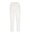 Brunello Cucinelli Bead-embellished Ribbed Cotton Track Pants In Beige