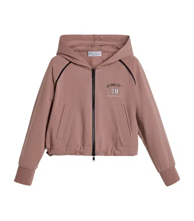 Brunello Cucinelli Kids' Stretch-cotton Zip-up Hoodie
