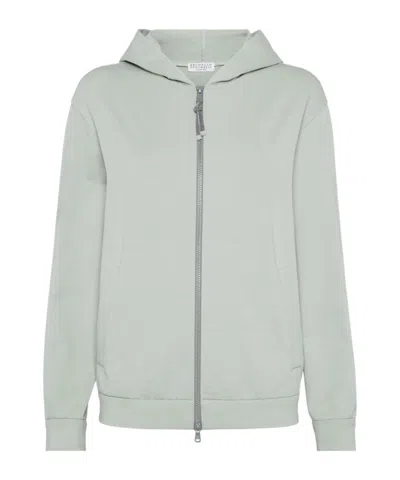 BRUNELLO CUCINELLI BRUNELLO CUCINELLI MONILI BEAD-EMBELLISHED ZIP-UP HOODIE