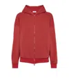 Brunello Cucinelli Stretch-cotton Zip-up Hoodie In Red