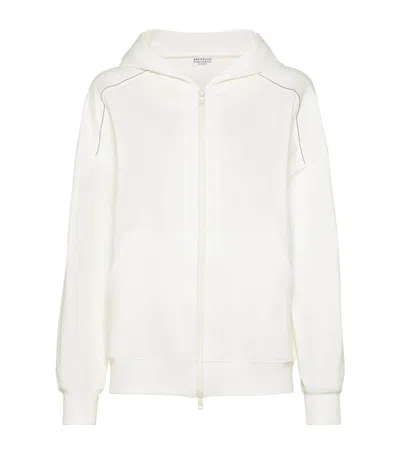 BRUNELLO CUCINELLI STRETCH-COTTON ZIP-UP HOODIE