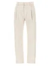 Brunello Cucinelli Beige Stretch Denim Pants In Beige