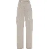Brunello Cucinelli Stretch Dyed Denim Loose Utility Trousers With Monili In Cool Beige