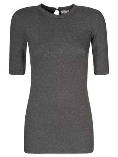 Brunello Cucinelli Stretch Fit Short-sleeved Jumper In Grey