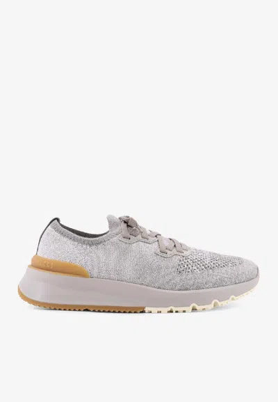 BRUNELLO CUCINELLI STRETCH KNIT LOW-TOP SNEAKERS