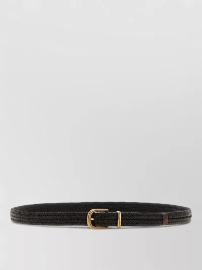 Brunello Cucinelli Stretch Leather Belt Braided Design In Brown