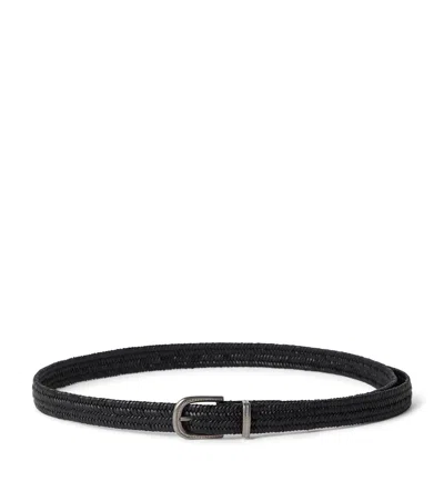 Brunello Cucinelli Stretch-leather Braided Belt In Black