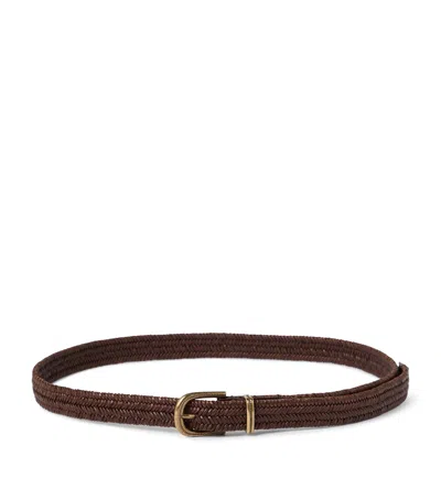 Brunello Cucinelli Stretch-leather Braided Belt In Gold