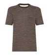 Brunello Cucinelli T-shirt Linen Stretch Striped Pattern In Brown