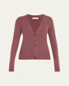 Brunello Cucinelli Stretch Lurex Ribbed Cashmere Cardigan In Burgundy